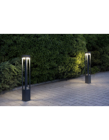 Nowoczesna latarnia ogrodowa FAN z aluminium, 80 cm, energooszczędna GX53, kolor szary - elegancja i funkcjonalność.