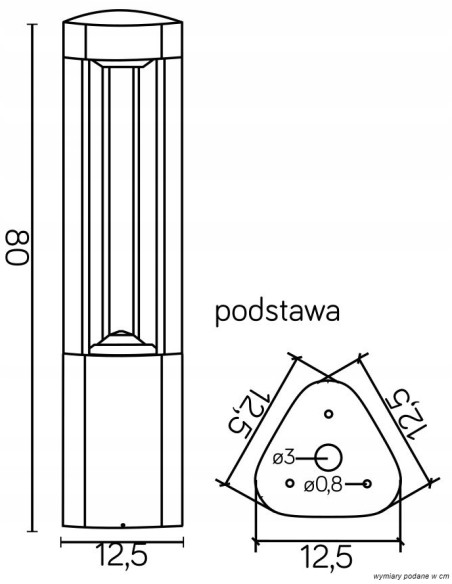 Nowoczesna Lampa Stojąca Su-Ma FAN GL 11205, Ciemno Szara, Aluminium, Wys. 80 cm, IP54, Eko-efektywna Oświetlenie Zewnętrzne