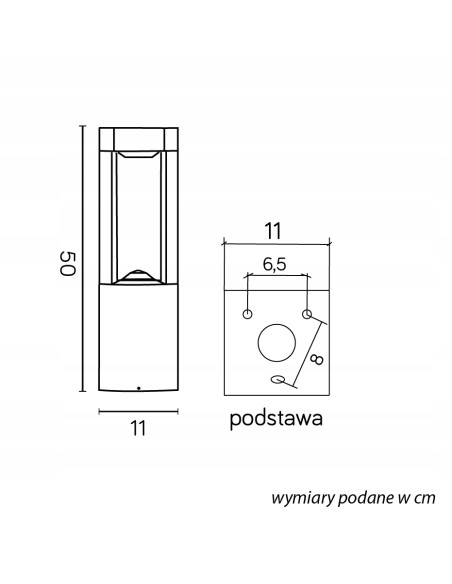 Nowoczesna lampa ogrodowa FAN, stalowy słupek 50 cm, klosz GX53, minimalistyczny design do przestrzeni zewnętrznych