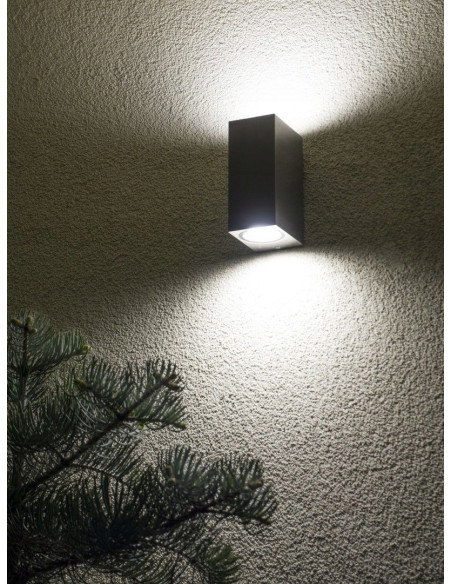 Elegancki kinkiet zewnętrzny MINI - lampa LED aluminiowa z podświetleniem góra-dół do ogrodu i elewacji budynków