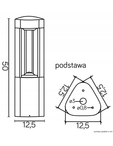 Lampa ogrodowa Su-ma Fan GL 11204, minimalistyczna, stożkowa, aluminiowa, IP54, antracytowa, 50 cm, 11W
