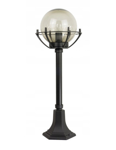 Elegancka ogrodowa lampa K5002/3/KPO, czarna kula na stojaku, 72 cm, energooszczędna, idealna do schodów i tarasu.