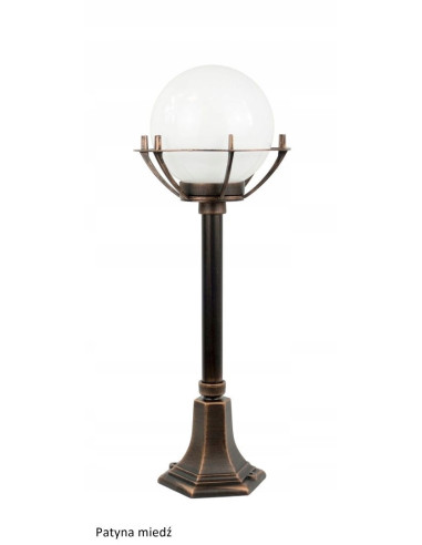 Elegancka ogrodowa lampa K5002/3/KPO, czarna kula na stojaku, 72 cm, energooszczędna, idealna do schodów i tarasu.
