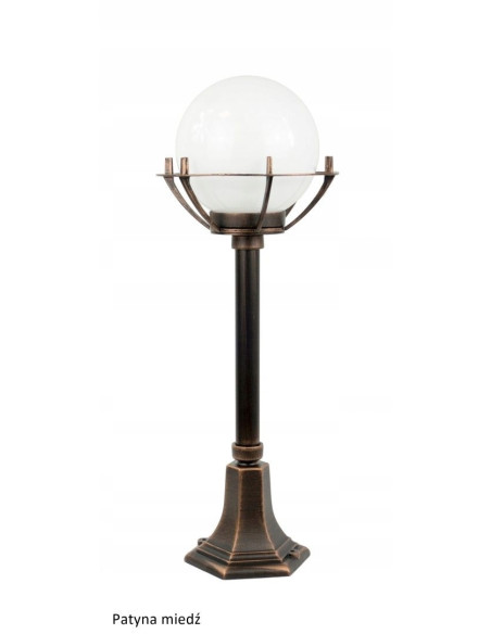 Elegancka ogrodowa lampa K5002/3/KPO, czarna kula na stojaku, 72 cm, energooszczędna, idealna do schodów i tarasu.