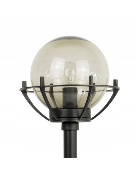 Elegancka ogrodowa lampa K5002/3/KPO, czarna kula na stojaku, 72 cm, energooszczędna, idealna do schodów i tarasu.