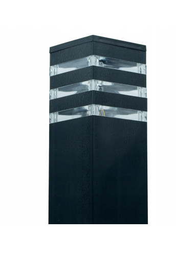 Lampa ogrodowa z czujnikiem ruchu Eko-Light SAGITA, aluminiowy słupek, IP44, czarna, 60 cm, E27, do przestrzeni zewnętrznych.