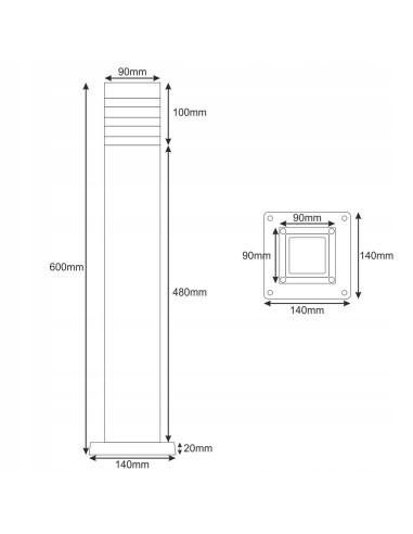 Lampa ogrodowa z czujnikiem ruchu Eko-Light SAGITA, aluminiowy słupek, IP44, czarna, 60 cm, E27, do przestrzeni zewnętrznych.