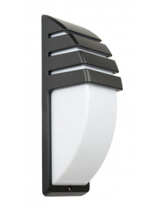 Kinkiet CITY z czarnym wykończeniem i mlecznym kloszem, IP54 - nowoczesne oświetlenie elewacyjne do wnętrz i na zewnątrz