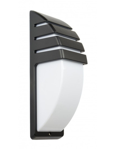 Kinkiet CITY z czarnym wykończeniem i mlecznym kloszem, IP54 - nowoczesne oświetlenie elewacyjne do wnętrz i na zewnątrz