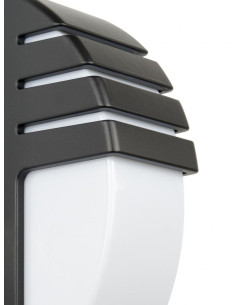 Kinkiet CITY z czarnym wykończeniem i mlecznym kloszem, IP54 - nowoczesne oświetlenie elewacyjne do wnętrz i na zewnątrz 2