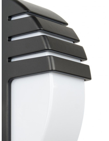 Kinkiet CITY z czarnym wykończeniem i mlecznym kloszem, IP54 - nowoczesne oświetlenie elewacyjne do wnętrz i na zewnątrz