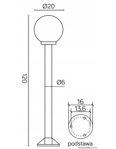 Lampa stojąca Kule K 5002/2/K 200 - eleganckie oświetlenie zewnętrzne do ogrodu i na taras, IP43, 120 cm wysokości. 2