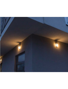 Lampa elewacyjna półkolista CITY E27 z aluminium, srebrna, IP54 - oświetlenie zewnętrzne dla domów i budynków użyteczności.