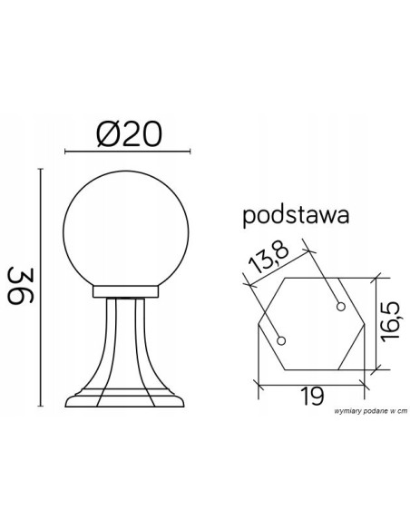 Lampa Stojąca KULE CLASSIC K 4011/1/K 200 - Czarna, Elegancka Oprawa do Wnętrz i na Zewnątrz, 36 cm
