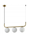 Lampa wisząca Alisa - nowoczesne złote oświetlenie z eleganckimi białymi kulami do biur i wnętrz.
