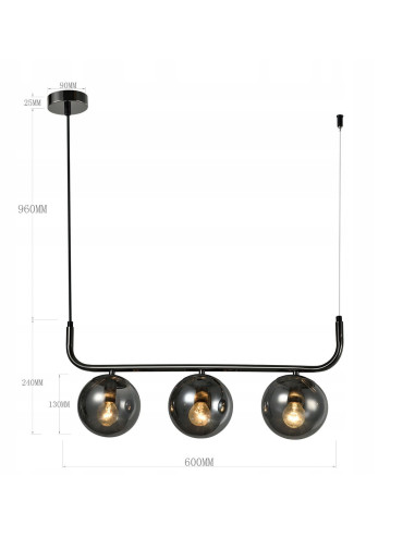 Lampa sufitowa Alisa - Nowoczesne Oświetlenie Korytarza w Grafitowym Wykończeniu z Szkła i Metalu