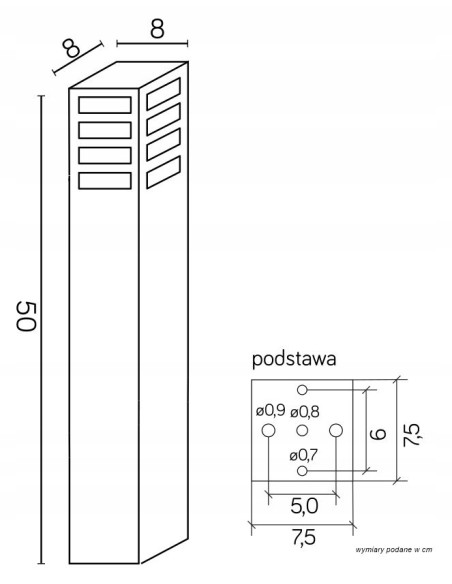 Lampa ogrodowa RADO III - nowoczesny słupek LED, ciemnoszary, wysokość 50 cm, IP54, aluminium, E27.