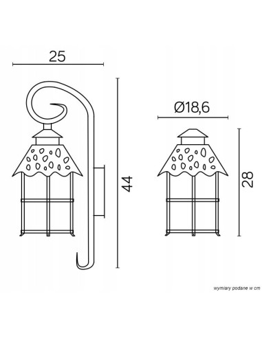 Elegancka lampa ogrodowa ścienna TOLEDO z ozdobnym szkłem, aluminium, IP23, E27, 60W, czarna|bezbarwna