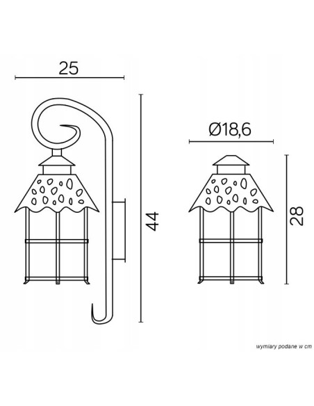 Elegancka lampa ogrodowa ścienna TOLEDO z ozdobnym szkłem, aluminium, IP23, E27, 60W, czarna|bezbarwna