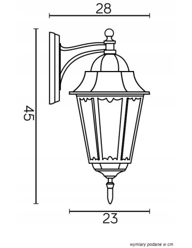 Lampa ogrodowa Retro Classic K 3012/1/D H - czarna, elegancka lampa z piaskowanego szkła na taras i balkon