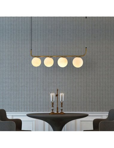 Lampa wisząca ALISA z kulistymi kloszami w złotym stelażu – nowoczesne oświetlenie do domu i biura