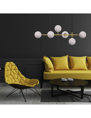 Lampa wisząca ALISA w stylu industrialnym z asymetrycznymi kulami, elegancka biała dekoracja do salonu i jadalni