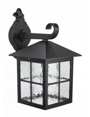 Kinkiet Zewnętrzny WENECJA E27 z Lodowym Szkłem - Eleganckie Oświetlenie do Ogrodu i Tarasu, Czarny Aluminium