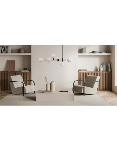 Lampa wisząca ALISA w stylu industrialnym z asymetrycznymi kulami, elegancka biała dekoracja do salonu i jadalni