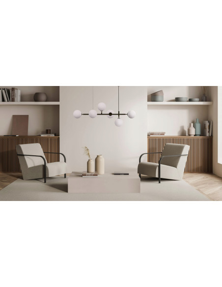 Lampa wisząca ALISA w stylu industrialnym z asymetrycznymi kulami, elegancka biała dekoracja do salonu i jadalni