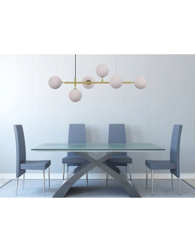 Lampa wisząca ALISA w stylu industrialnym z asymetrycznymi kulami, elegancka biała dekoracja do salonu i jadalni