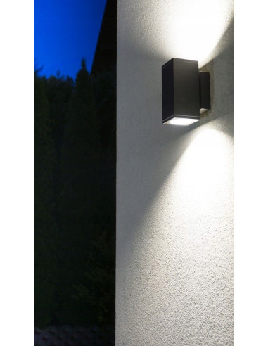 Elegancka lampa ścienna LED Adela 19 cm, ciemnoszara, do ogrodu i elewacji, IP54, dwustronne oświetlenie, GU10