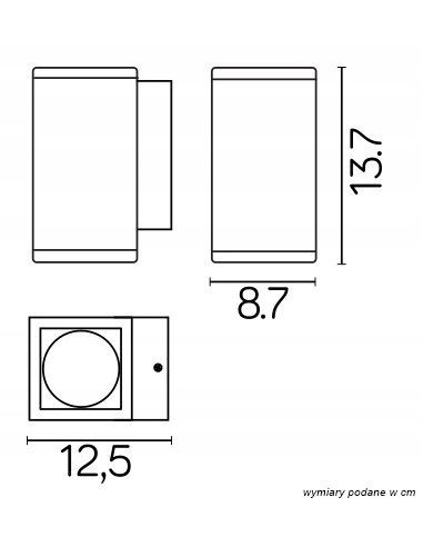 Elegancka lampa ścienna zewnętrzna ADELA GU10 – aluminiowy kinkiet w ciemnym popiele, IP54, minimalistyczny design