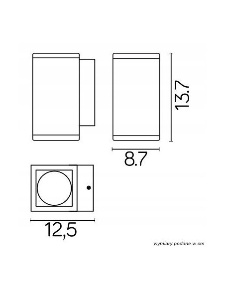 Elegancka lampa ścienna zewnętrzna ADELA GU10 – aluminiowy kinkiet w ciemnym popiele, IP54, minimalistyczny design