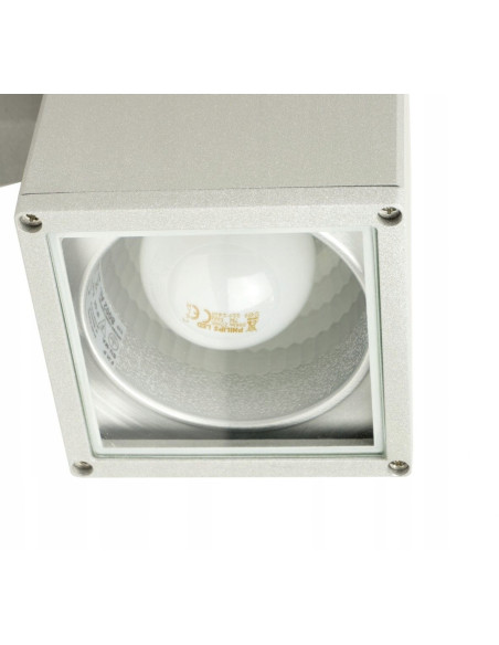 Nowoczesna lampa ogrodowa Adela 8002 AL, srebrna, 60W, minimalistyczny design, idealna do tarasu i elewacji