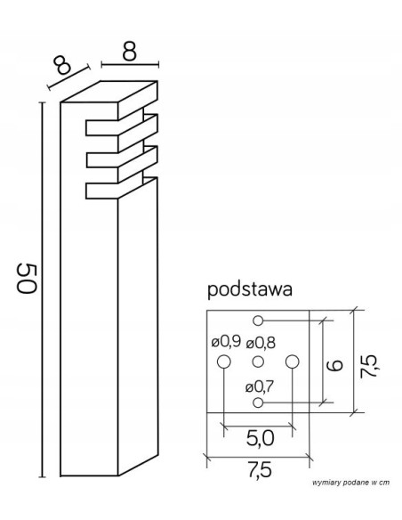 Lampa stojąca RADO 50 cm, aluminiowa, IP54 - minimalistyczne oświetlenie ogrodowe E27 w kolorze srebrnym