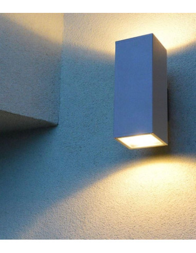 Nowoczesny kinkiet zewnętrzny ADELA E27 - szary, dwustronne światło, IP54, trwałe aluminium, elegancka oprawa.