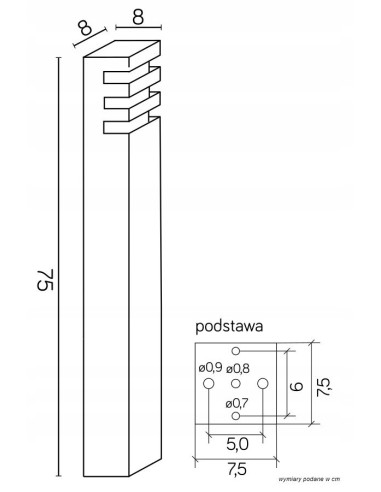 Elegancka lampa ogrodowa RADO, 75 cm, IP54, E27, ciemnoszara, nowoczesny design do oświetlenia ścieżek.