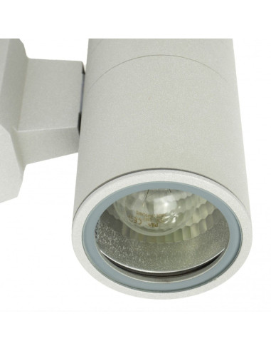 Nowoczesny kinkiet zewnętrzny ADELA 7002 AL E27 srebrny, aluminiowa oprawa LED do ogrodu, jednostronne oświetlenie elewacji.