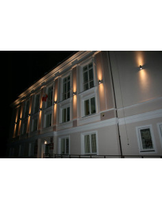 Elegancki kinkiet ogrodowy ADELA szary E27, dwustronne światło, aluminium, IP54 - nowoczesne oświetlenie zewnętrzne 2