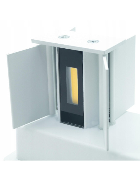 Nowoczesna lampa ogrodowa LED LEO II, regulowany kinkiet IP54, biały aluminium, 4x3W, idealna do wnętrz i ogrodu