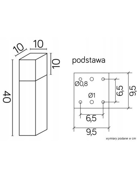 Nowoczesna lampa stojąca zewnętrzna CUBE 20W, elegancki i odporny słupek do ogrodu i tarasu