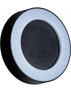 Nowoczesna lampa zewnętrzna LED LIBRA 12W, pierścieniowa, czarna, odporna na warunki atmosferyczne, elegancka i energooszczędna.