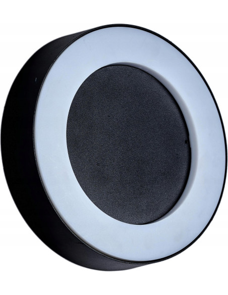 Nowoczesna lampa zewnętrzna LED LIBRA 12W, pierścieniowa, czarna, odporna na warunki atmosferyczne, elegancka i energooszczędna.