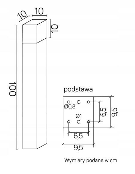 Lampa Ogrodowa CUBE E27 z Aluminium 100 cm - Elegancki Słupek Oświetleniowy do Parkingu i Ogrodu w Kolorze Srebrnym