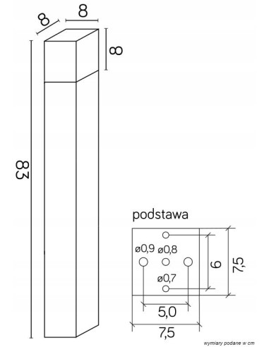 Lampa stojąca CUBE CB-830 BL, eleganckie oświetlenie ogrodowe, IP44, E27, 20W, czarna, nowoczesny design.