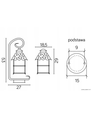 Lampa ogrodowa CADIZ E27 - elegancka lampa stojąca do tarasu i ogrodu, czarna, 53 cm, modernistyczny design.