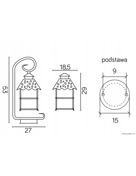 Lampa ogrodowa CADIZ E27 - elegancka lampa stojąca do tarasu i ogrodu, czarna, 53 cm, modernistyczny design.