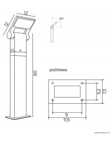 Słup ogrodowy NEO 60 cm z regulowanym LED, szary - nowoczesne oświetlenie do ogrodu i przy garażu, IP54.