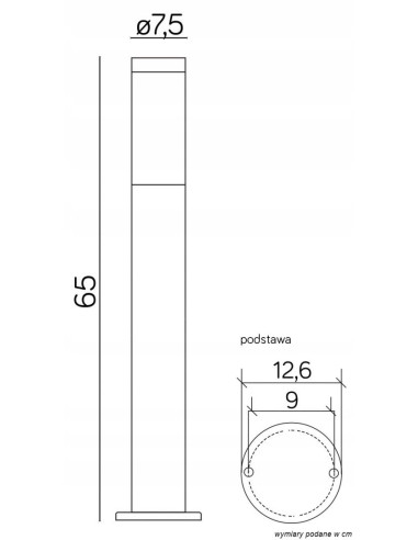 Słupek Ogrodowy INOX 65 cm z Oświetleniem LED E27 - Klasyczny Styl do Oświetlenia Ścieżek i Alejek