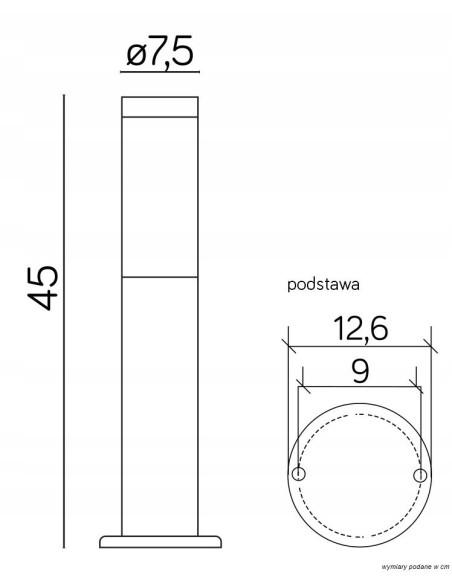 Elegancka lampa stojąca INOX ST 022-450, minimalistyczny design do ogrodu i hotelu, stal nierdzewna, IP44, E27, 45 cm, srebrna
